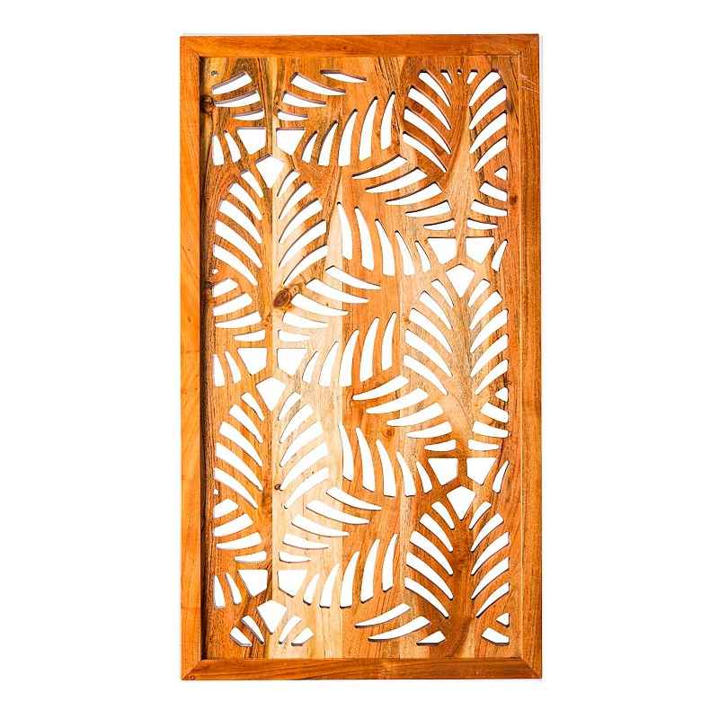 Acacia Wood Laser Cutout Wall Panel - Leaf
